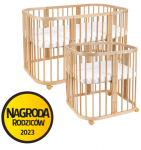  Waldin Łóżeczko drewniane 7w1 z materacem, Natural