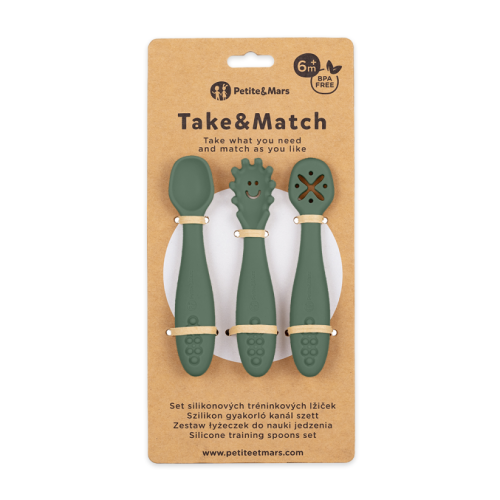 PETITE&MARS Zestaw silikonowych łyżeczek do nauki jedzenia 3 szt. Take&Match 6m+ zieleń.png