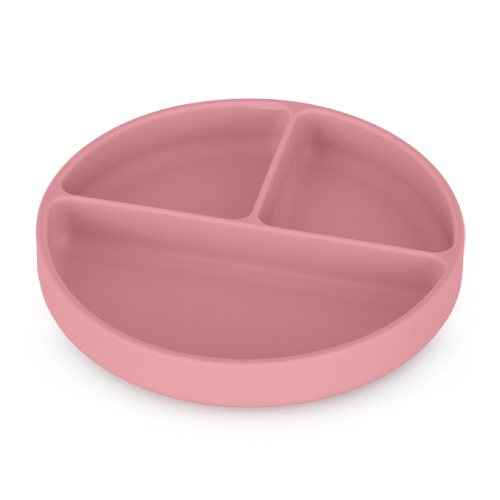 PETITE&MARS Silikonowy talerzyk z przegródkami okrągły Take&Match 6m+ Dusty Rose.png