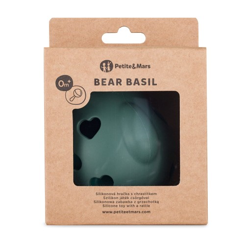 PETITE&MARS Silikonowa zabawka z grzechotką Bear Basil Misty Green (1).jpg