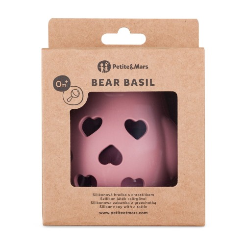PETITE&MARS Silikonowa zabawka z grzechotką Bear Basil Dusty Rose (1).jpg