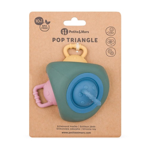PETITE&MARS Silikonowa zabawka sensoryczna pop - up Pop Triangle Misty Green (2).jpg