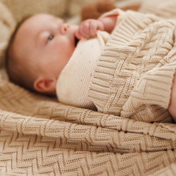 Baby ono Kocyk dzianinowy bawełniany Beżowy