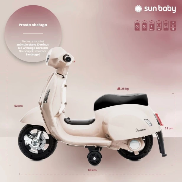 Jeździk akumulatorowy Scooter Vespa Biały